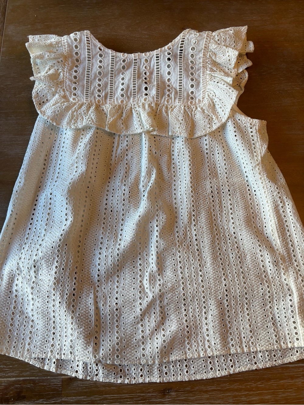 Banana Republic Ivory Eyelet Ruffle Tank Top
